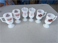 6 MILK GLASS COUNTRY MUSIC WAX MUSEUM CUPS