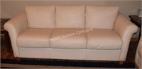 (L) Italsofa Cream Leather Sleeper Sofa