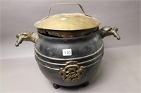CAST IRON BUCKET WITH EAGLE HANDLES  9X9