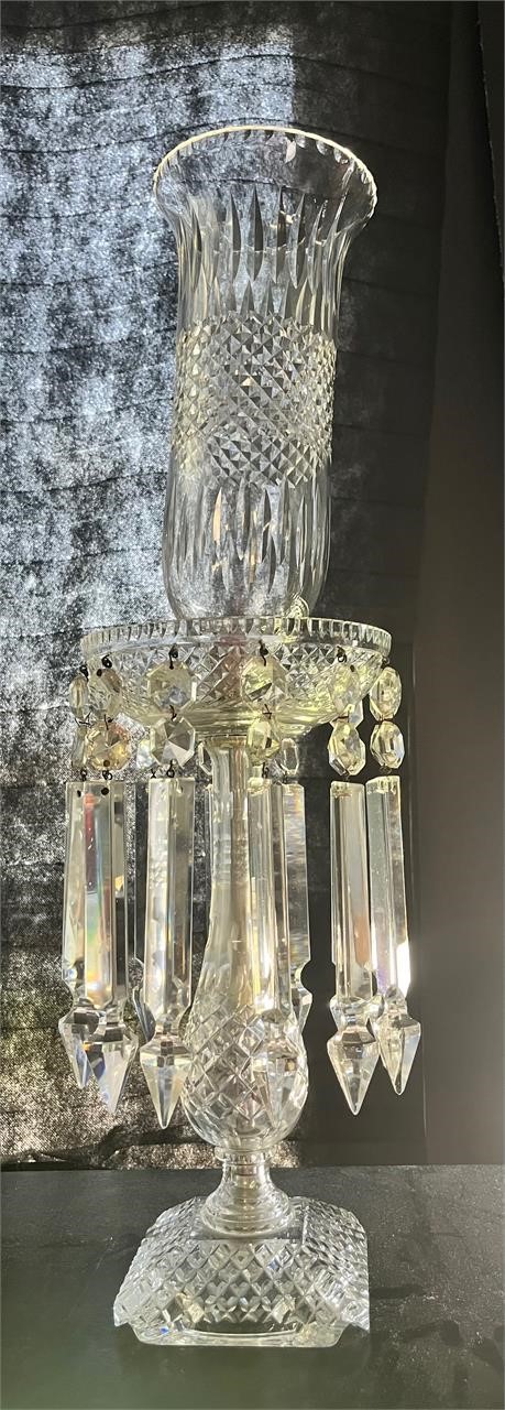 Vintage glass and prism hurricane candleholder