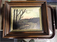 2 PASTORAL PAINTINGS ON GLASS IN DEEP FRAMES 14x12