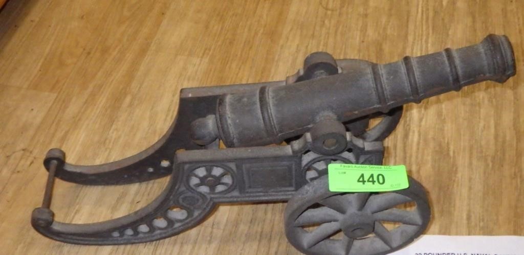 CAST IRON MODEL CANNON -18 1/2" L, 7 1/2" W, NOT>>