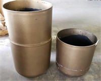 3 Large Gold Painted Plastic Planters