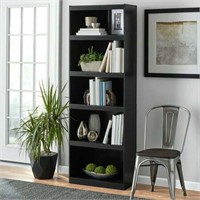 Mainstays 5-Shelf Bookcase  True Black Oak