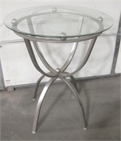 Stainless Steel & Glass Round Dining Table