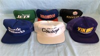 6 Vintage Football Hats Cowboys, Steelers