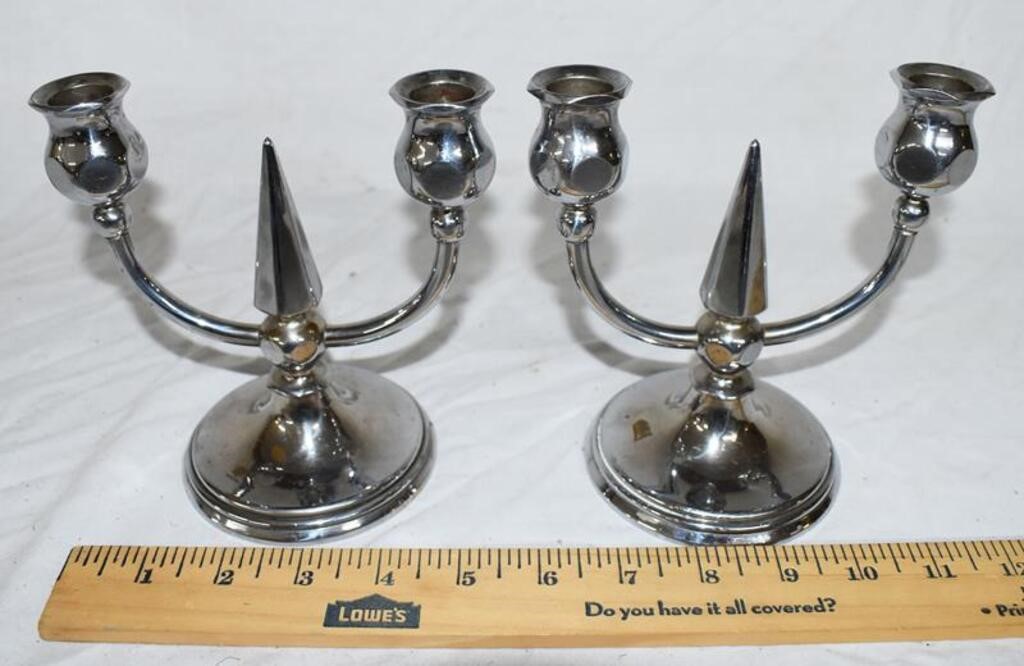 2 SOLID BRASS N&W APPRENTICE MADE CANDLE STICKS