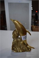 Brass Dolphin Bookend