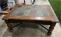 Stone Top Wooden Coffee Table
