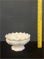 Vintage Fenton Milk Glass Hobnail Candle Holder