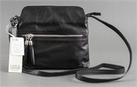 Italian Carla Venturi Black Leather Handbag