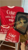 3 vintage Coca-Cola t shirts and coke tray