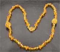 Miriam Haskell Amber Glass Bead Necklace