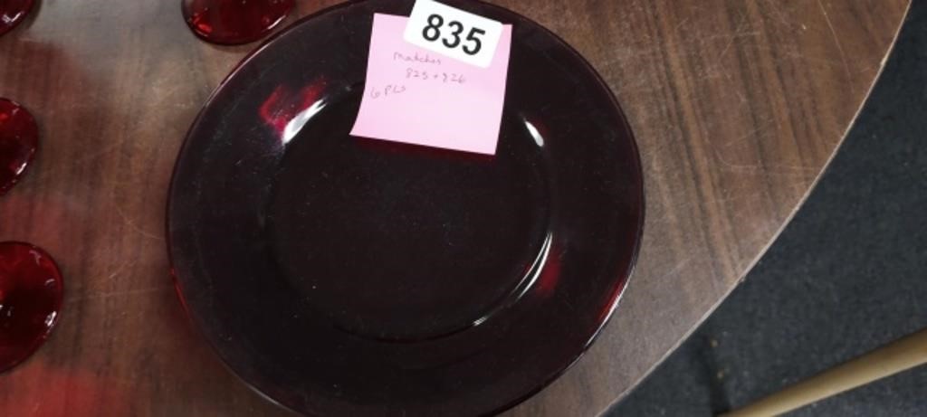 (6)  RUBY RED PLATES, MATCHES 825 & 826