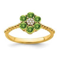 14k Yellow Gold Peridot Floral Diamond Ring