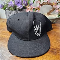 Skeleton Embroidered Devil Horns Snapback Hat