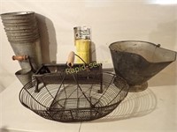 Coal Scuttle, Wire Basket, Log roller