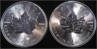 (2) 1 OZ .999 SILVER 2019 CANADIAN MAPLE ROUNDS