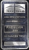 (1) 10 OZ .999 SILVER NTR METALS BAR