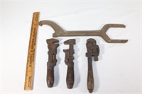 Trio of Antique Adjustable Wrenches, Combo Wrench