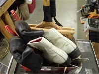 Vintage Men & Ladies Ice Skates, Tennis Rackets