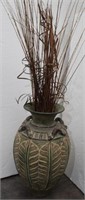 Pier 1 Pottery Floor Vase Leaf Design w/Twigs