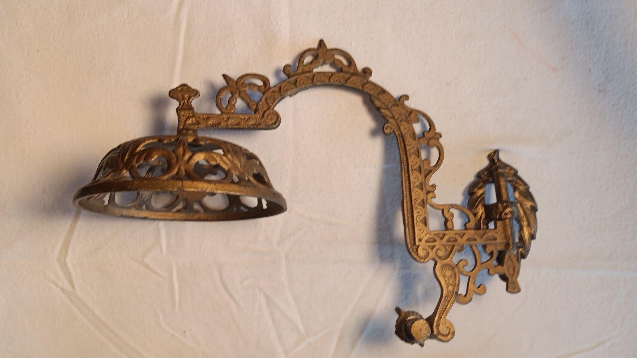 Old Cast Iron Kerosene Bracket Lamp.