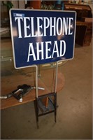 Vtg Metal "Telephone Ahead" Sign