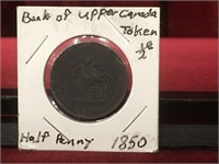 1850 Bank of Upper Canada Half Penny