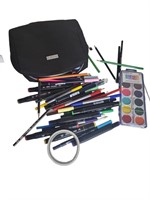 Bag Lot of Colored Pencils, Markers & Art Supplies