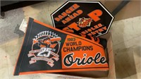 Box lot - Oriole sign, Oriole pennant 1983 World