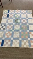 Antique handmade quilt - light pastel colors,