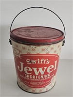 LARGE VTG SWIFT'S JEWEL SHORTING TIN CAN WITH LID