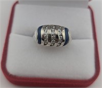 Sterling Channel Set White Sapphire & Inlaid