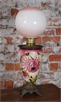 A Victorian GWTW Style Kerosene Parlor Lamp,
