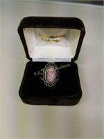 sterling pink /  white oval ring