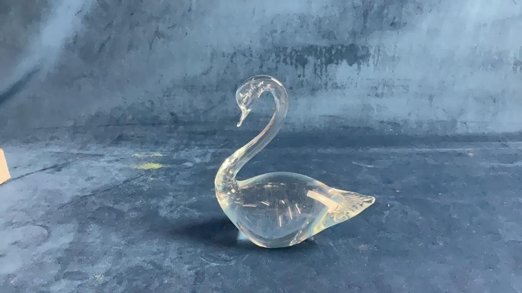 Vintage clear glass swan