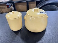 2 Yellow Ceramic Canisters