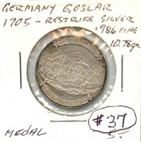 German Goslar 1705 Restruck Silver - .986 Fine,