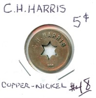 C.H. Harris Good For 5¢ in Trade - Copper-Nickel,