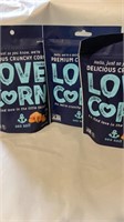 LOT OF 3 LOVE CORN SEA SALT FLAVOR 4 OZ EACH