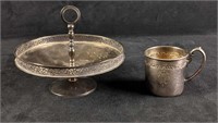 Vintage Silver Plated Serving Plate and Cup