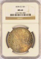 Nicely Toned 1878-CC Morgan Dollar.