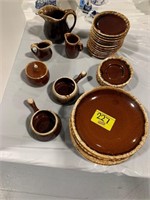 SET OF BROWN DRIP GLAZE POTTERY CHINA