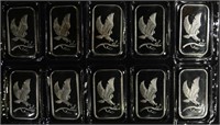 10-1oz .999 SILVER BARS “EAGLE LANDING ON BRANCH”