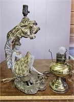 Vintage Plaster Fairy Lamp- Has Crack on Bottom