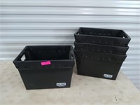 Four stackable Uline totes no lids