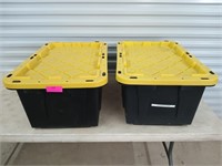 Two stackable medium size totes with lids