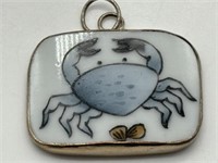 Antique Chinese Porcelain Crab Pendant