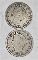1912-1912d Liberty Head V Nickels